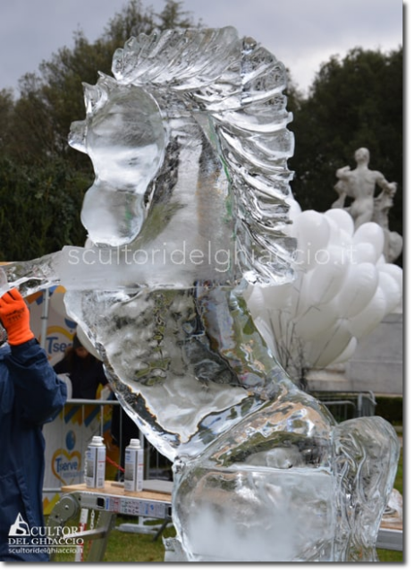 Stallone di ghiaccio scultura Stallone di ghiaccio scultura